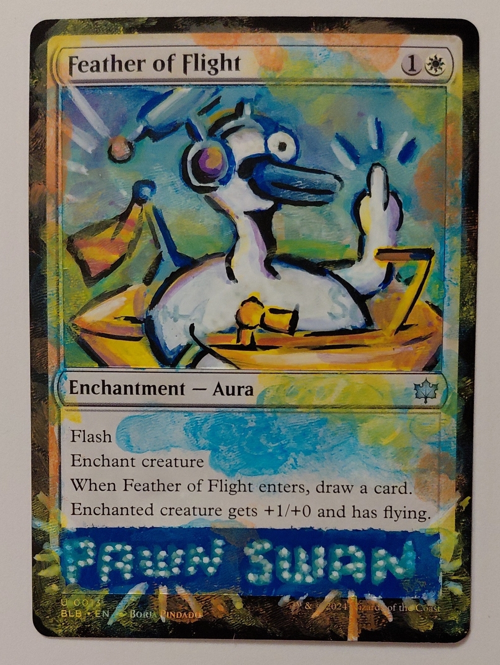 Feather Of Flight Hand-painted Altered Magic Card - Pawn Swan - Fionna And Cake